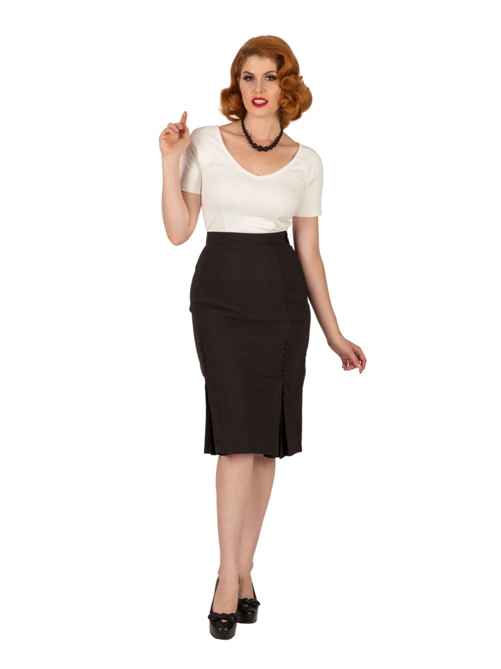 Tatyana Black Pencil Skirt
